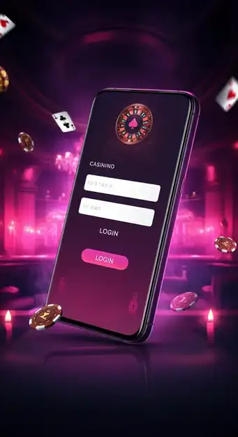 Interface of Wild Fortune Casino login page showing email and password fields for secure account access on a mobile device.